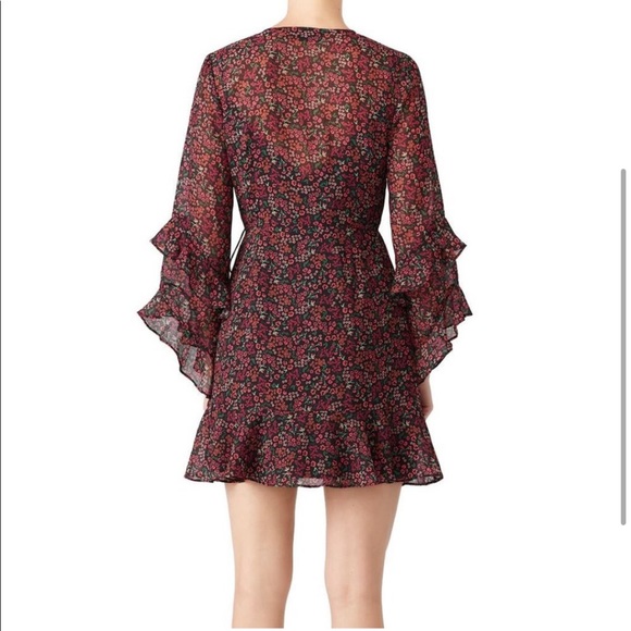The Fifth Label Elective Long Ruffle Sleeve, Floral Wrap Dress, Size Medium - Picture 5 of 11